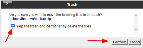 Xoá vĩnh viễn file backup trên hosting.