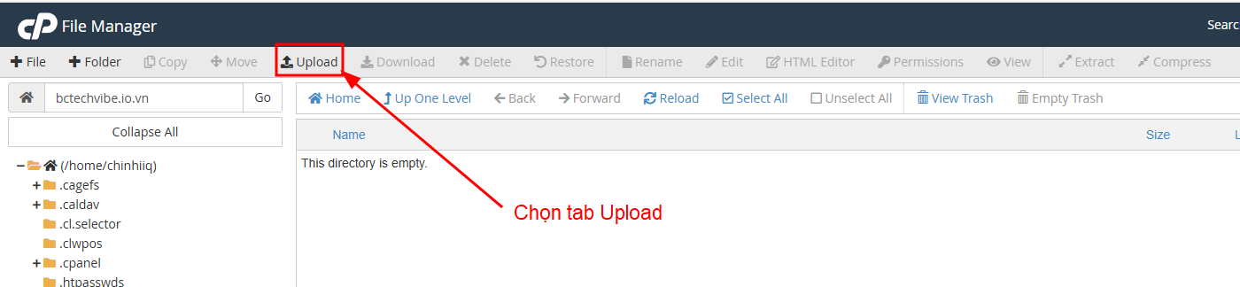 Chọn tab Upload.