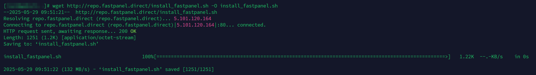 Tải script cài đặt FastPanel từ kho lưu trữ chính thức