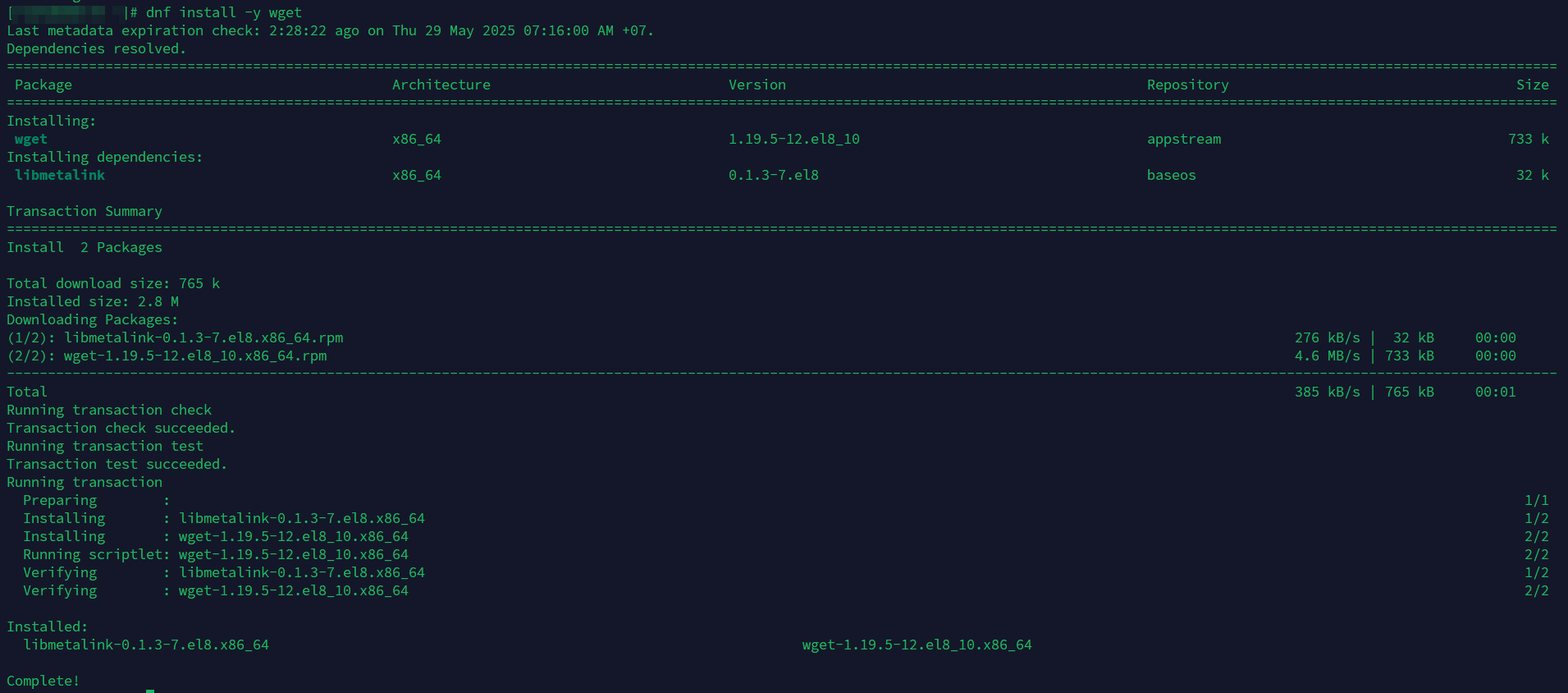 Cài đặt công cụ wget.