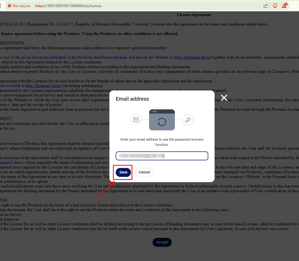nhập địa chỉ email mà bạn đã sử dụng để đăng ký giấy phép miễn phí