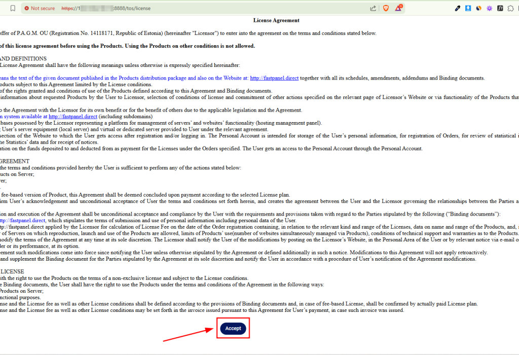 Chấp nhận các điều khoản sử dụng của bằng cách chọn Accept.