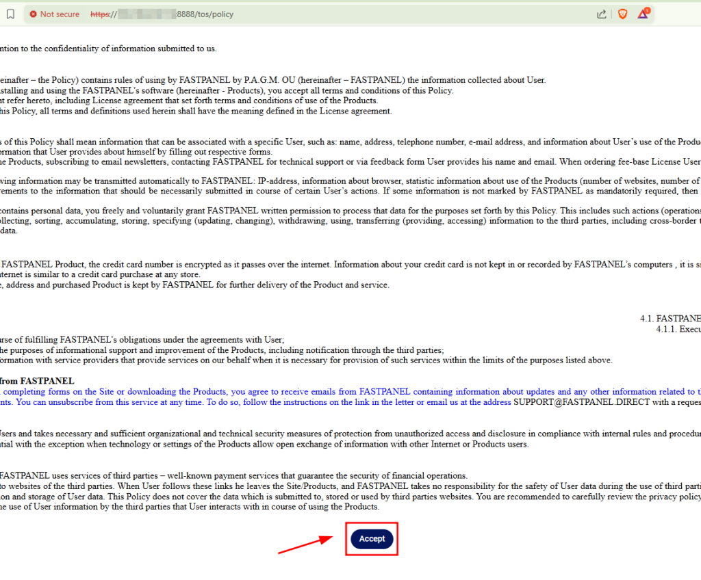 Chấp nhận các điều khoản sử dụng của bằng cách chọn Accept.