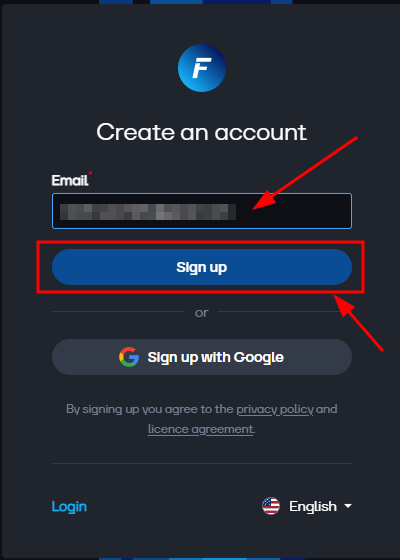 Giao diện đăng ký tài khoản của FastPanel.