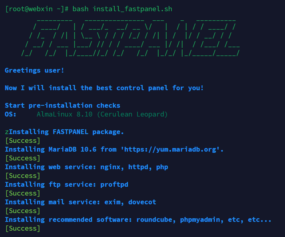 Chạy script để bắt đầu quá trình cài đặt/