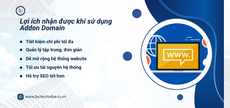 Lợi ích nhận được khi sử dụng Addon Domain